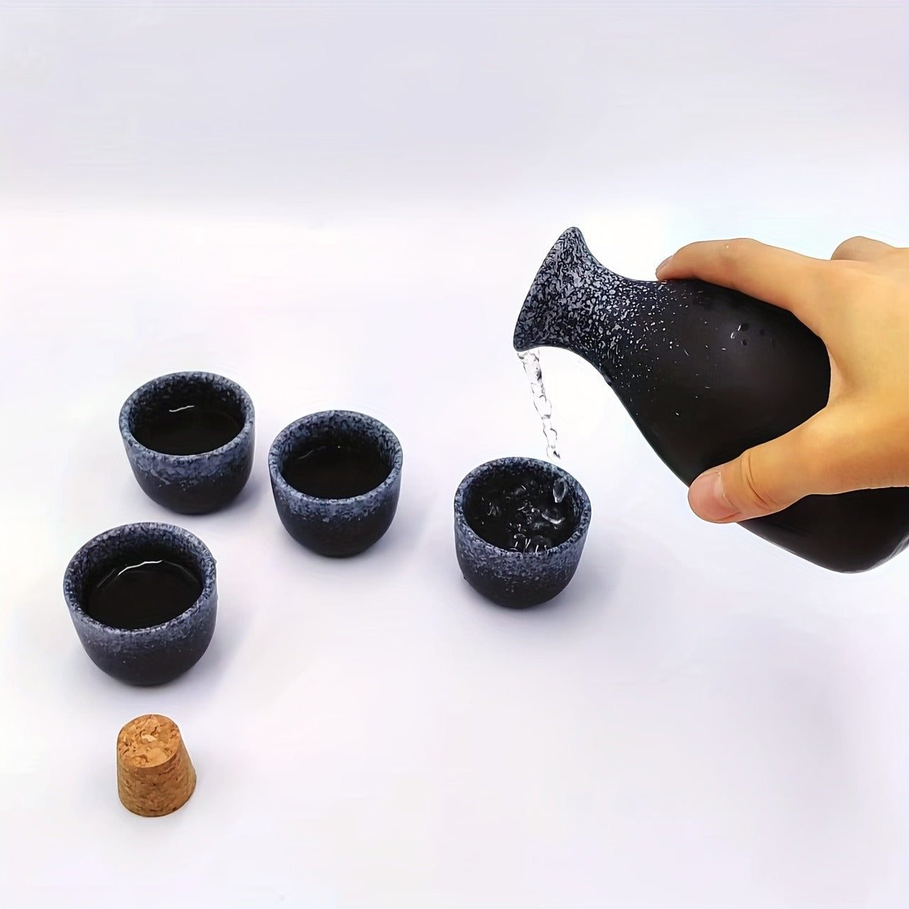 5pcs Japanese Ceramic Sake Set - 10.14oz Tokkuri Bottle & Ochoko Cups, Perfect for Hot or Cold Drinks, Ideal Gift for Birthdays, Thanksgiving, Halloween, Christmas, and Home Decor