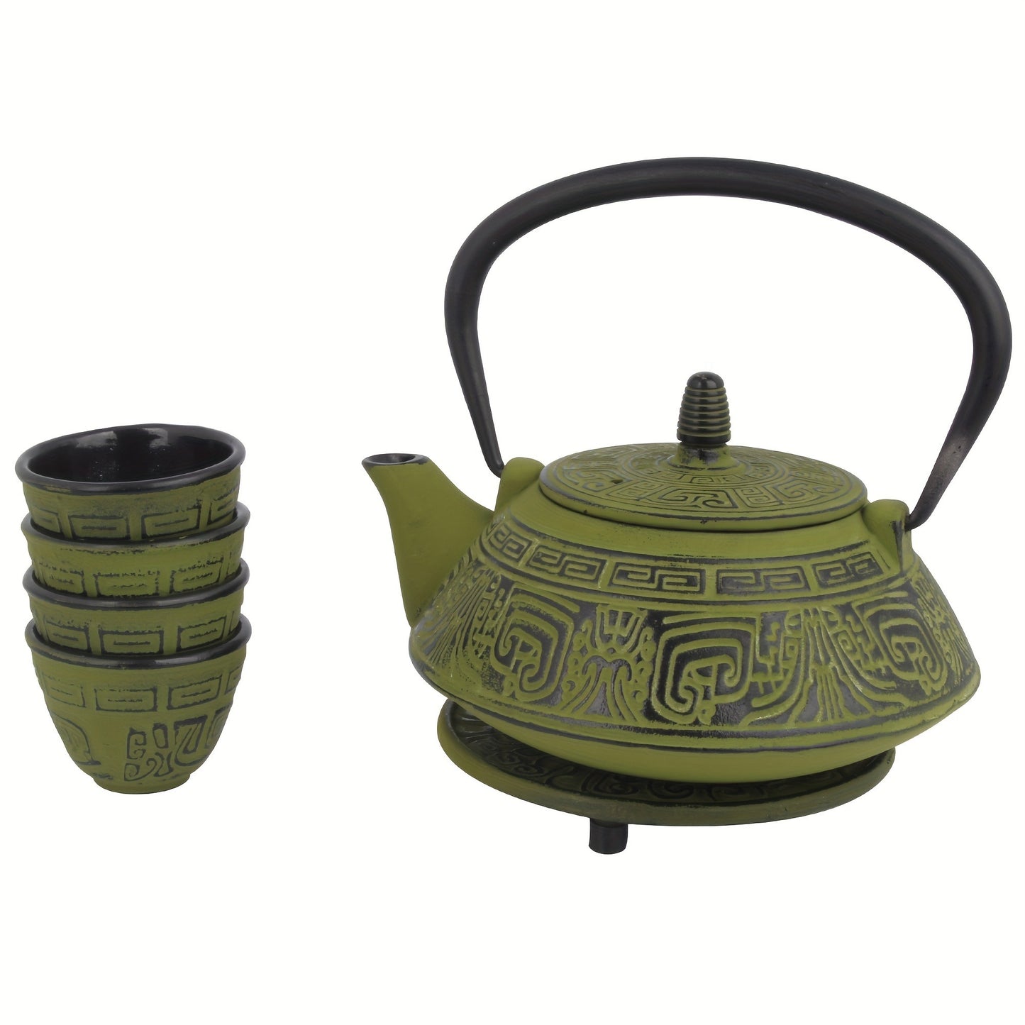 Large Capacity Japanese Cast Iron Pot Tea Set - Large Teapot with Built-in Infuser and Heat-Resistant Trivet for Perfect Brewing - Ideal for Brewing Loose Leaf Teas, Suitable for Adults and Tea Enthusiasts.