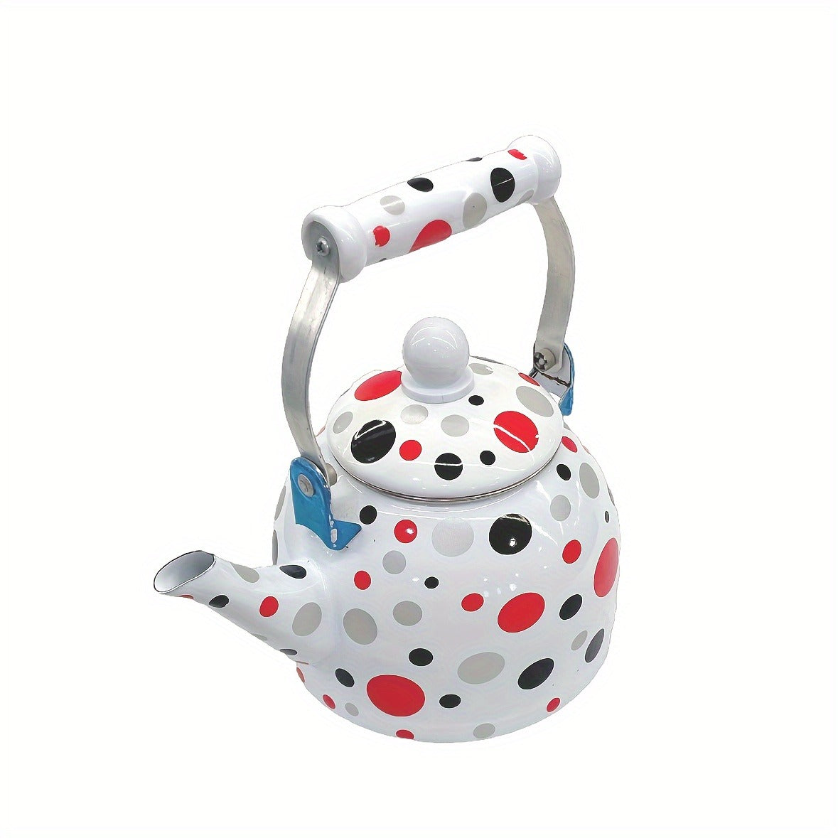 1pc, Enamel Porcelain 50.72oz Coffee Pot with Lid, Colorful Dots Tea Pot, Coffee Pot, Milk Tea Pot, Tea Infuser Pot, Multifunctional Porcelain Water Pot, Electromagnetic Stove Gas for Home Restaurant Kitchen Tea Table