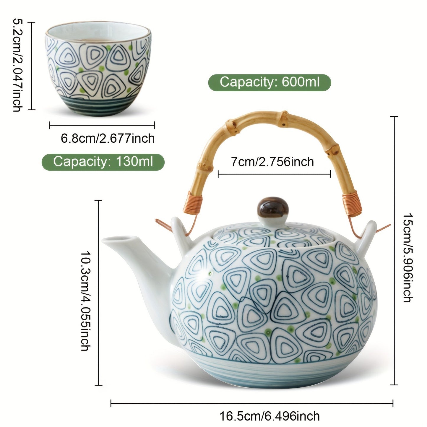 Diamond-Shaped Geometric Teapot Teacup Set, Japanese-Style Ceramic Tea Set, Good Helper for Making Tea, Retro And Elegant, Suitable for Home Use/Tea Lovers