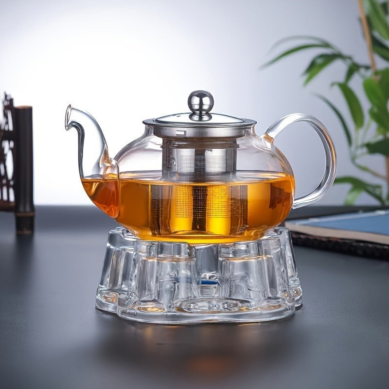 1pc High Borosilicate Glass Teapot with Stainless Steel Infuser – 27.05oz Clear Glass Tea Pot for Stovetop – Heat Resistant Loose Leaf Tea Brewing Kettle