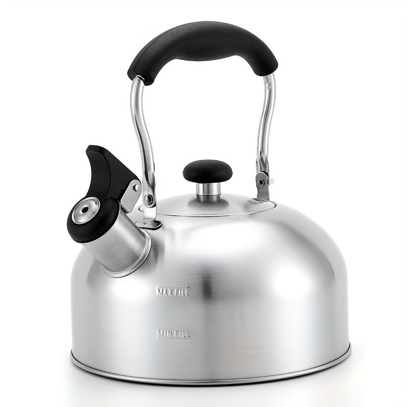 1pc, 60.87oz Stainless Steel Tea Kettle with Whistle - Reusable and Compatible with Electromagnetic, Gas, Electric, and Ceramic Stoves
