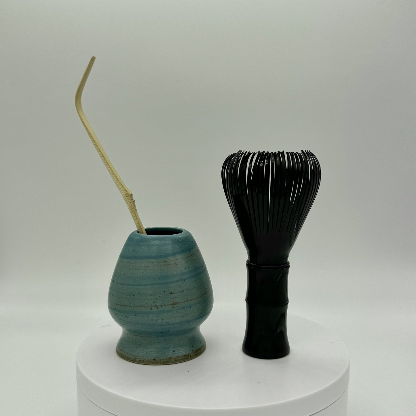 Japanese Style Vintage Ceramic Matcha Tea Set - Song Dynasty Inspired Tea Ceremony Kit with Whisk (Chasen), Whisk Holder (Kusenaoshi), and Tea Spoon - Traditional Matcha Preparation Tools, 3-Piece Set