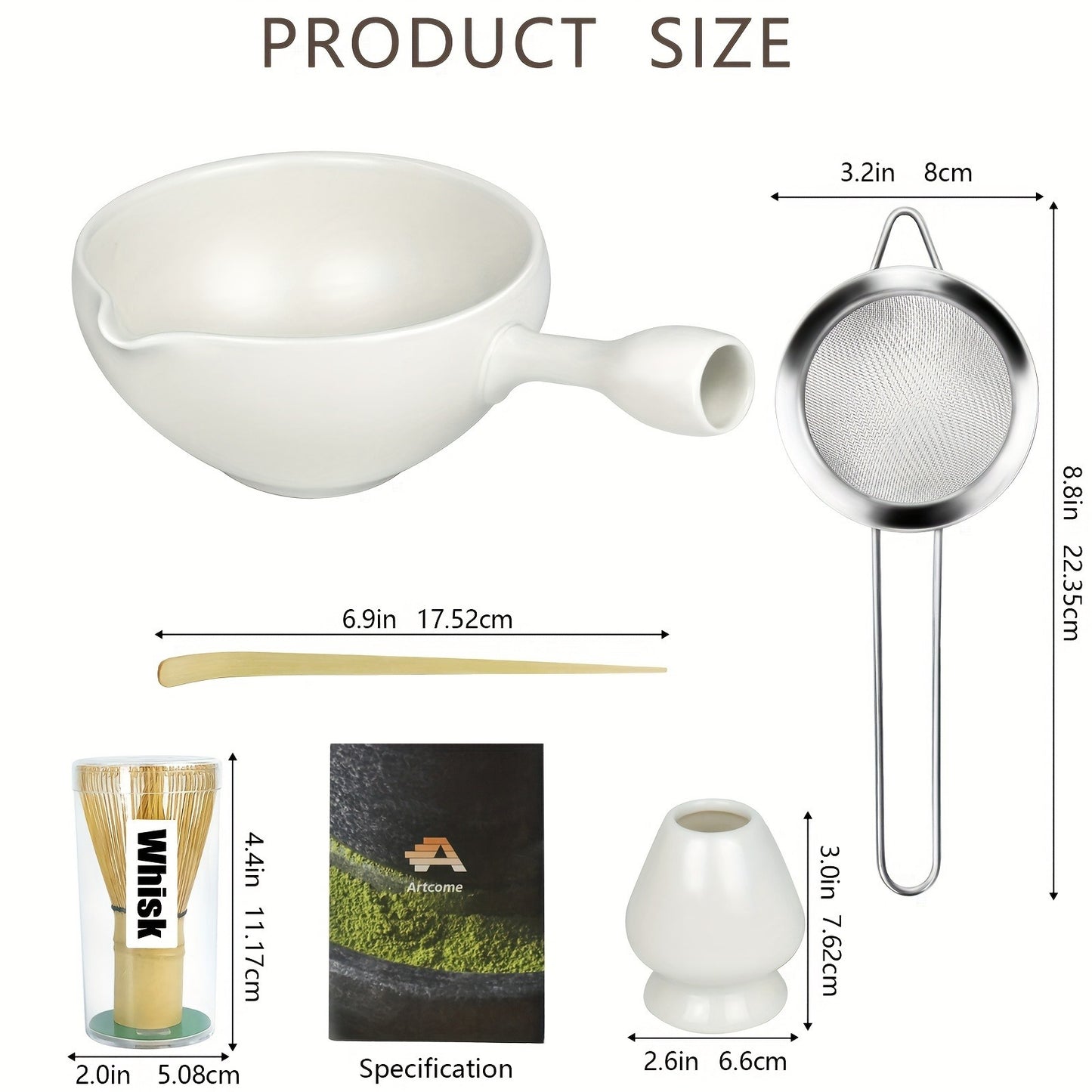 5pcs Matcha Ceremony Kit For Japanese Tea Ceremony, Bowl With Pouring Spout And Handle, Whisk, Tea Scoop, Matcha Powder Strainer, Matcha Tea Set For Making Usucha, Koicha And Matcha Latte
