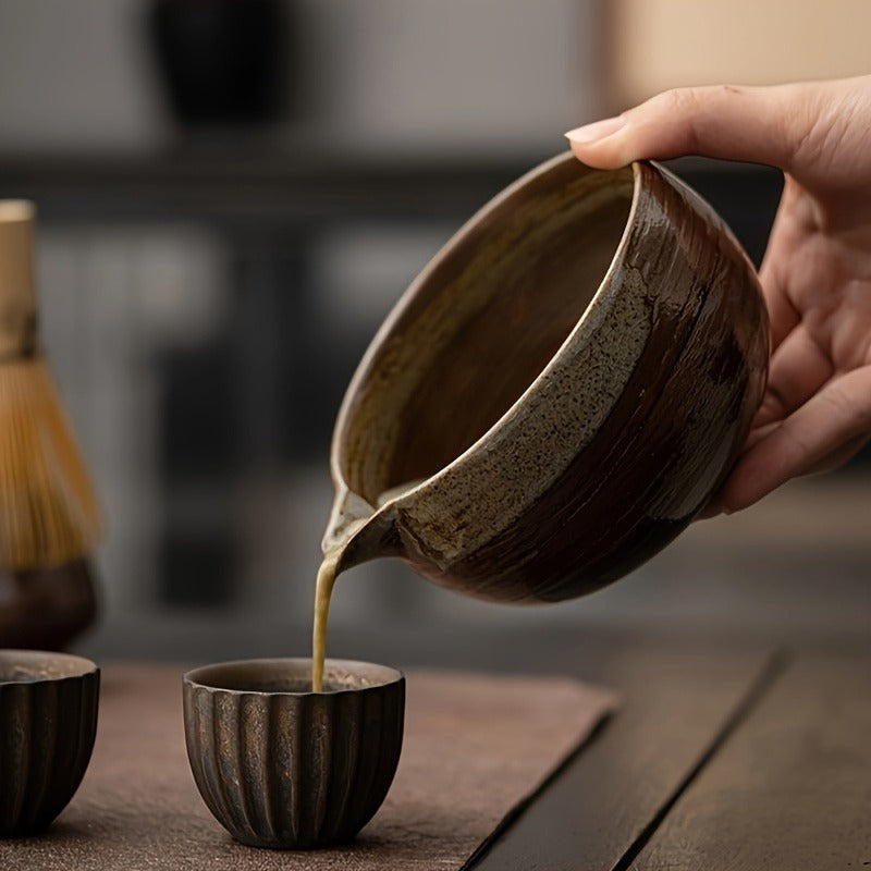 4-Piece Traditional Japanese Matcha Tea Ceremony Set, Ceramic Bowl with Bamboo Whisk, Whisk Holder, Scoop, and Sifter - Authentic Matcha Making Kit for Matcha Green Tea Preparation
