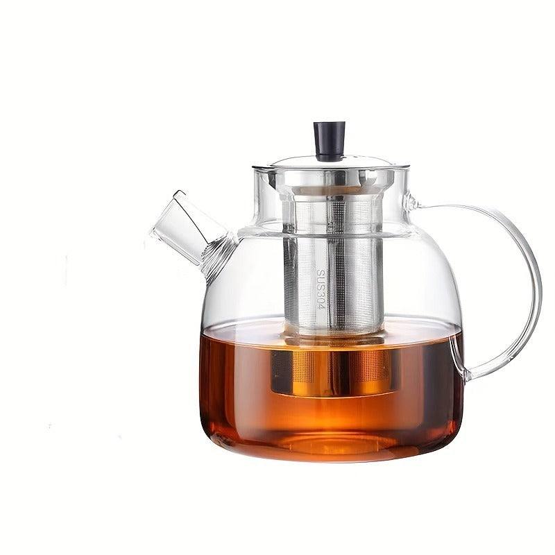 52oz Glass Teapot Set with Removable Infuser - Stovetop Safe, Leak-Proof, Lead-Free for Blooming & Loose Leaf Tea - Perfect for Home & Office