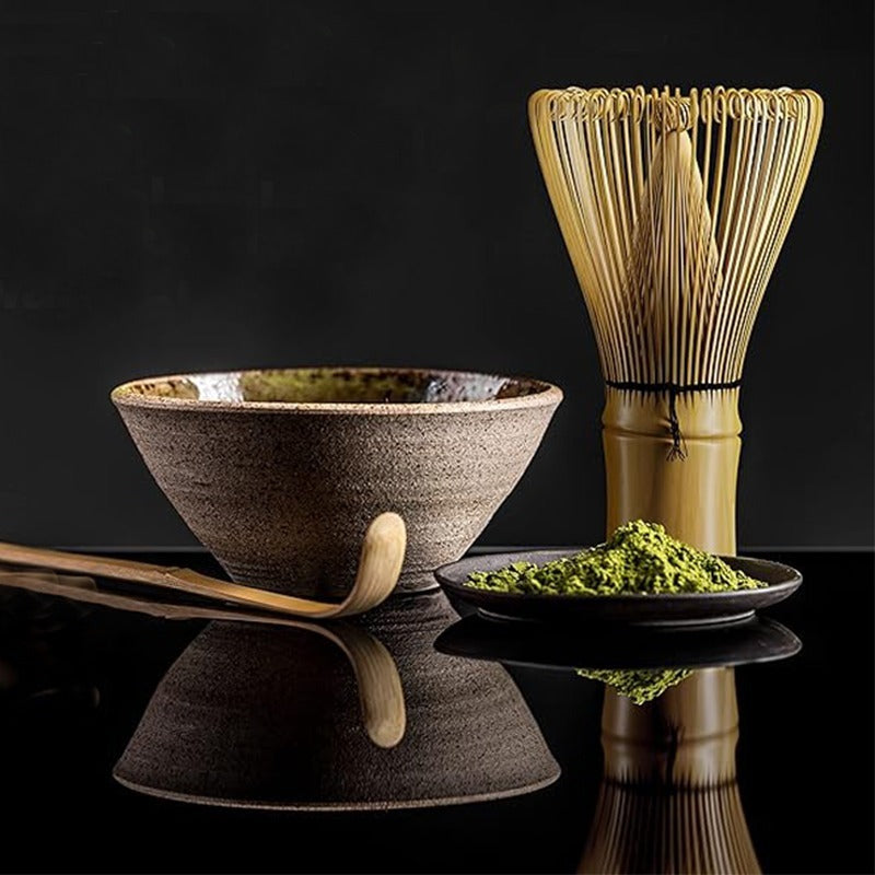 2 PCSMatcha Tea Set, Matcha Whisk, Traditional Scoop, Scoop Holder. Handmade Matcha Ceremony Kit for Traditional Japanese Tea Ceremony