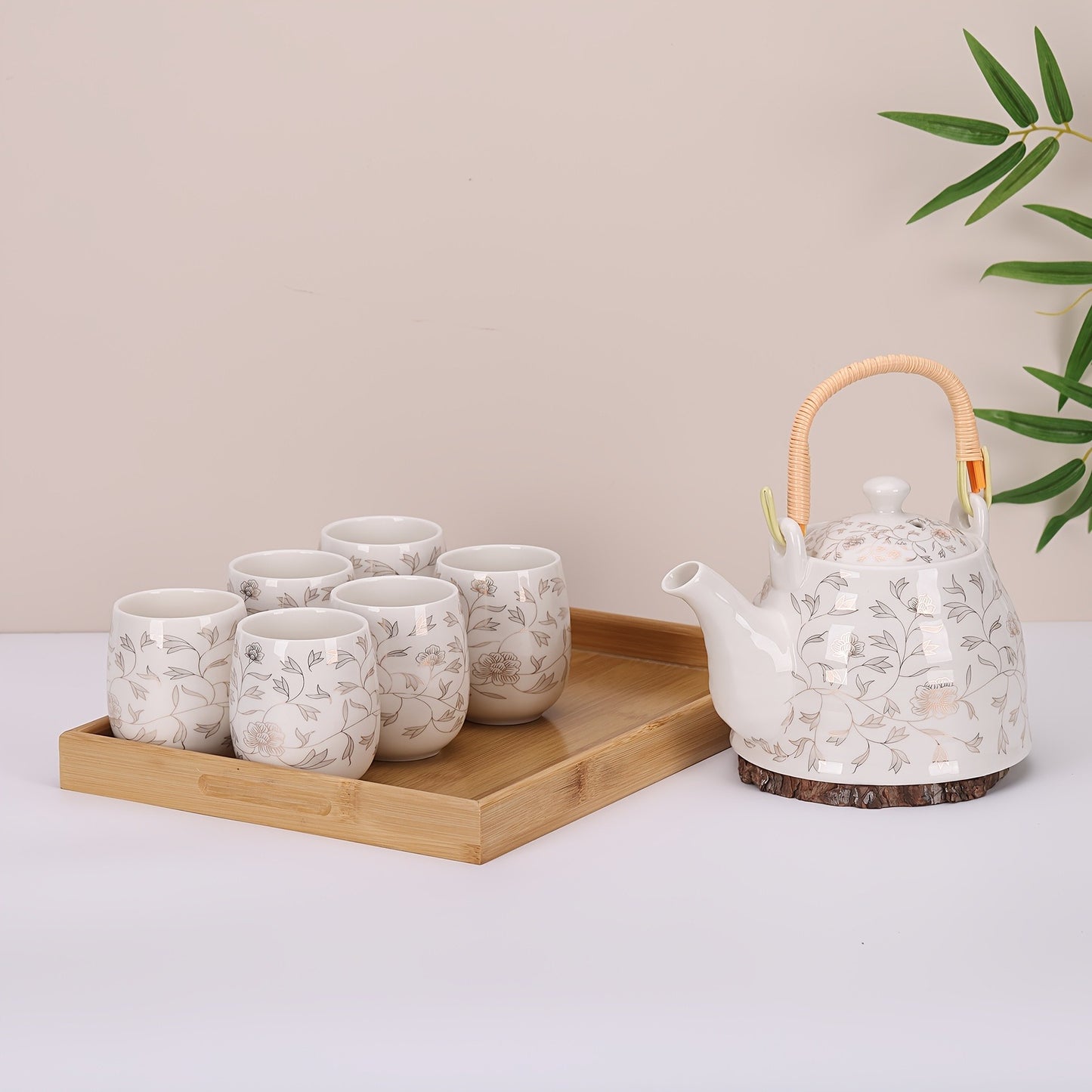 Handmade Japanese Ceramic Tea Set-Traditional Asian Design with Modern Convenience for Home Decoration