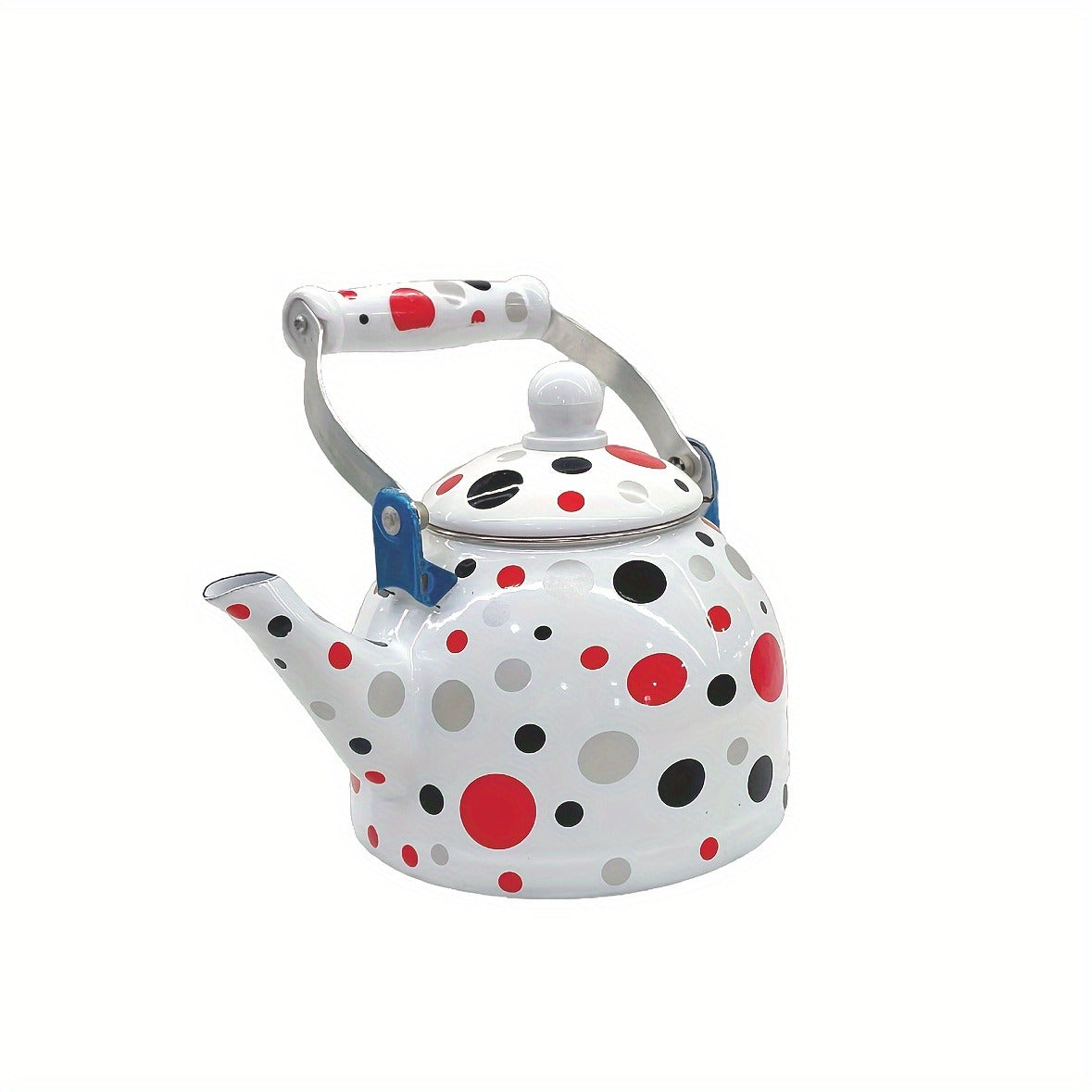 1pc, Enamel Porcelain 50.72oz Coffee Pot with Lid, Colorful Dots Tea Pot, Coffee Pot, Milk Tea Pot, Tea Infuser Pot, Multifunctional Porcelain Water Pot, Electromagnetic Stove Gas for Home Restaurant Kitchen Tea Table