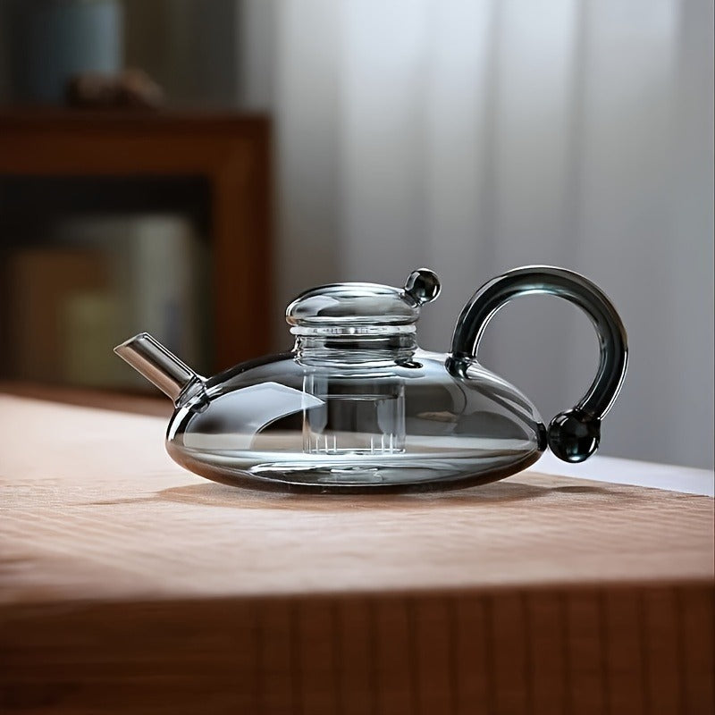 Glass Tea Set with 20.29oz Teapot and 4x6.09oz Cups - Polished Metal Finish, High-Temperature Resistant, Ideal for Home Use, Perfect for Christmas, Halloween, Easter, Hanukkah, St. Patrick's Day - Elegant Tea Infuser Set