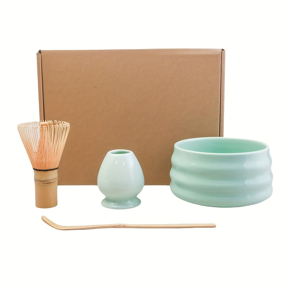 Japanese Matcha Tea Ceremony Set - 4pcs Traditional Kit with Bowl, Whisk & Spoon - Perfect Gift for Holidays & Home Decor