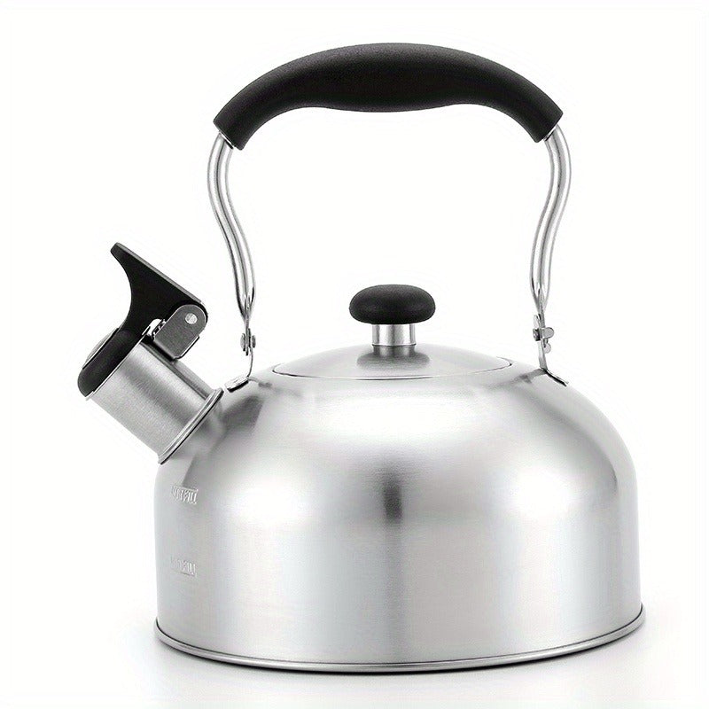 1pc, 60.87oz Stainless Steel Tea Kettle with Whistle - Reusable and Compatible with Electromagnetic, Gas, Electric, and Ceramic Stoves