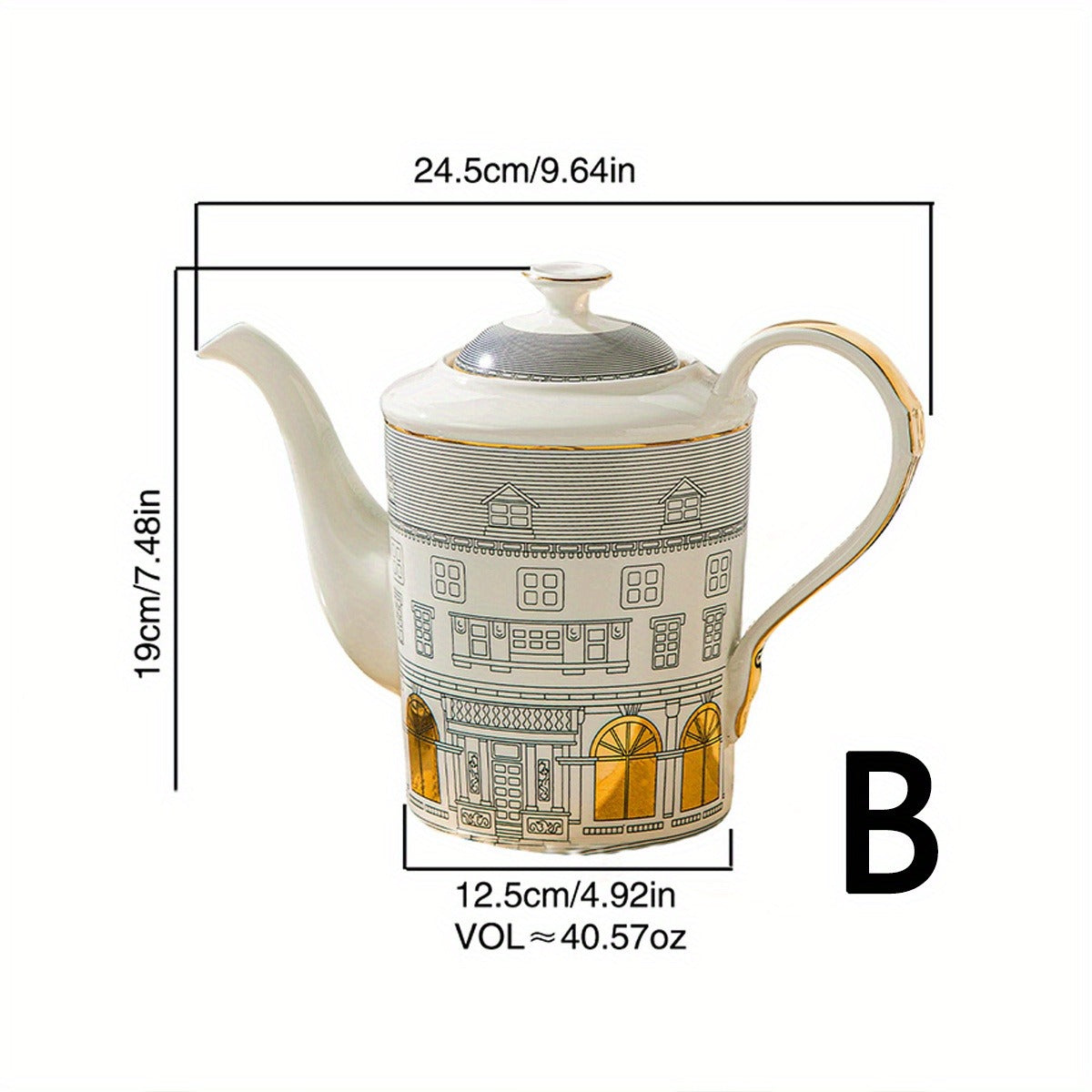 Ceramic Coffee Server Set - European Design Porcelain Tea Pot with Cups and Saucers for Home & Kitchen - 1pc/2pcs/5pcs Elegant Tea and Coffee Serving Ensemble