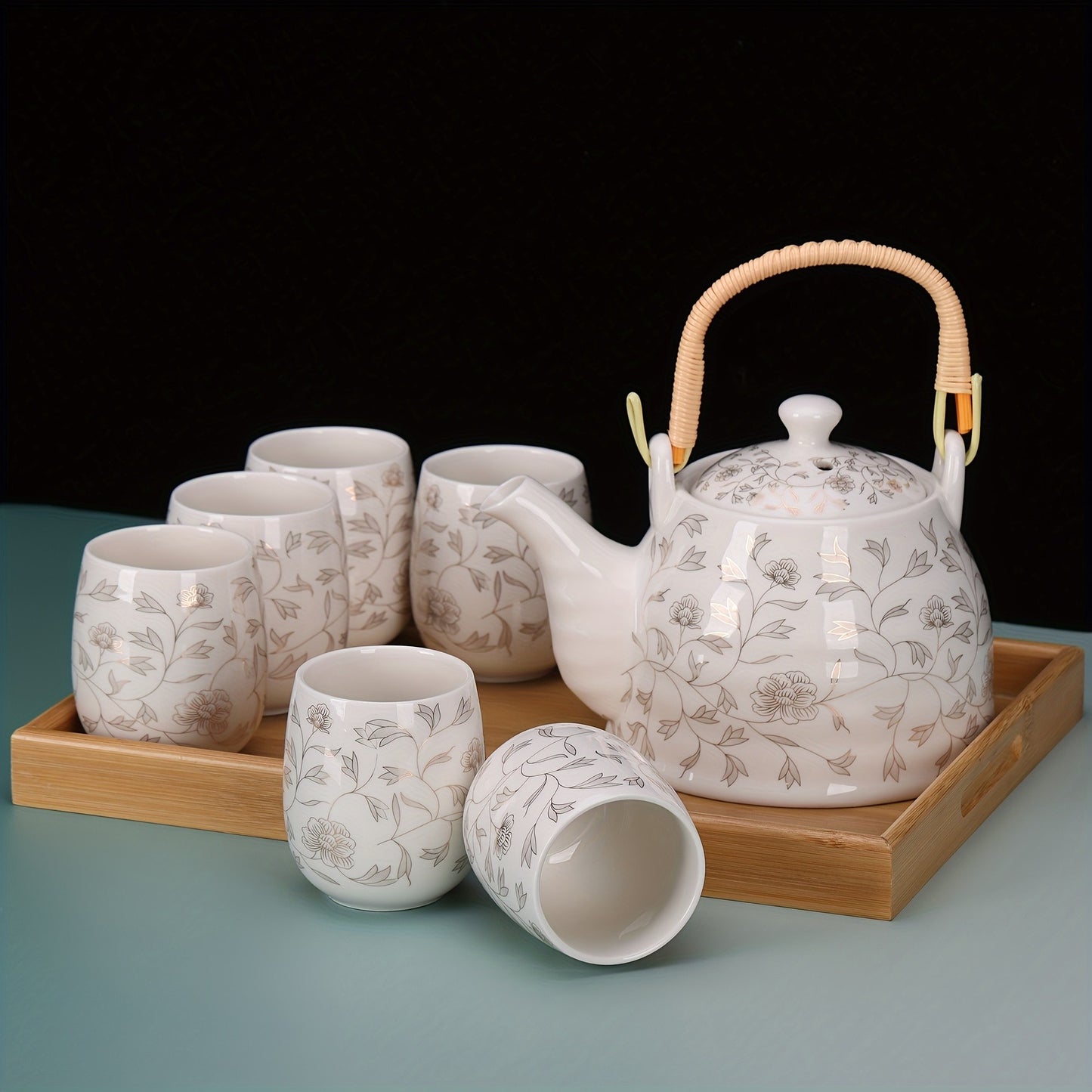 Handmade Japanese Ceramic Tea Set-Traditional Asian Design with Modern Convenience for Home Decoration